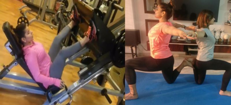 Madhu Sharma trong phòng tập thể dục và tập Yoga