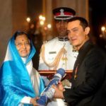 Aamir Khan recebendo Padma Bhushan
