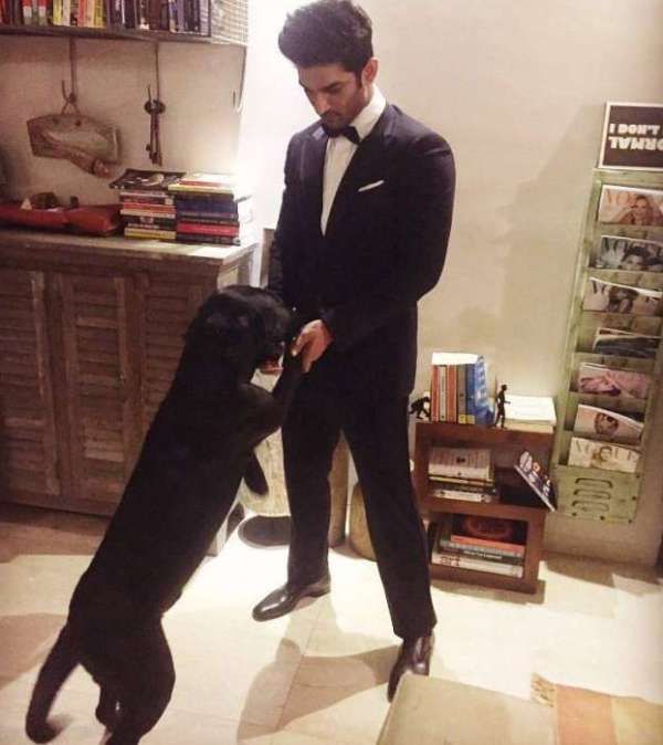 Sushant Singh Rajput With his Pet Dog Fudge