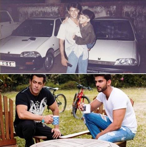 Zaheer Iqbal com Salman Khan na época e agora