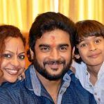 R. Madhavan avec sa femme et son fils