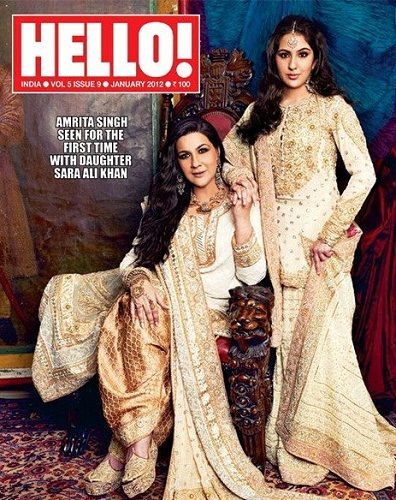 Сара Али Хан, представена в списание Hello с Амрита Сингх