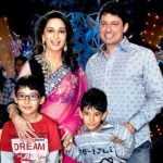 Madhuri Dixit amb els seus fills i el seu marit