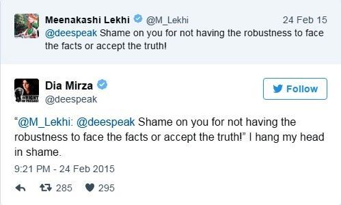 Dia Mirza Meenakshi kirjutas twitteri võitluse