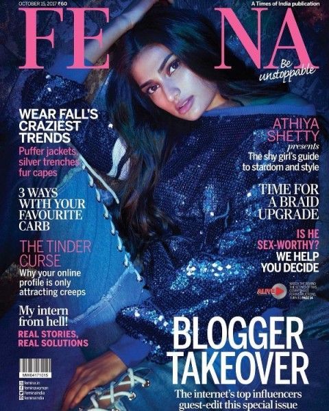 Athiya Shetty på forsiden af ​​Femina Magazine