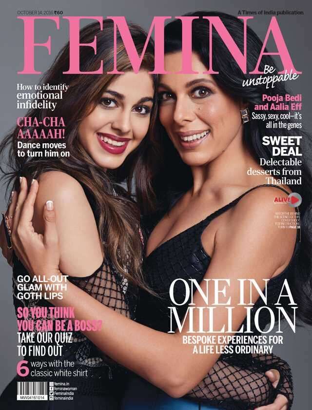 Aalia trên trang bìa của Femina với mẹ Pooja Bedi
