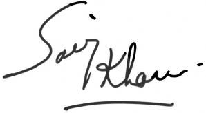 Saroj Khan Unterschrift