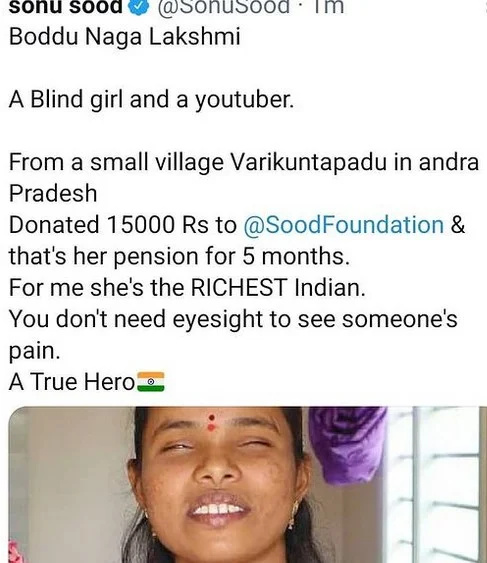   Ein Beitrag von Sonu Sood für Adi Reddy's sister