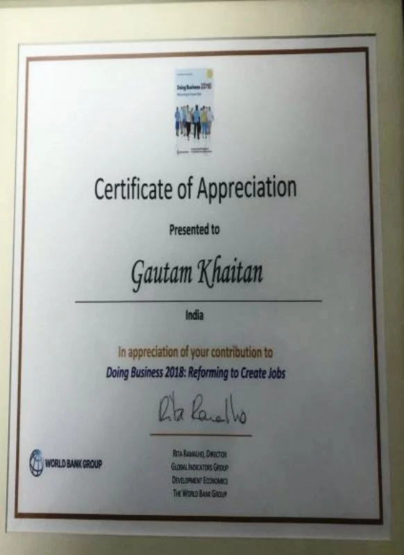   Gautam Khaitan's Doing Business Certificate