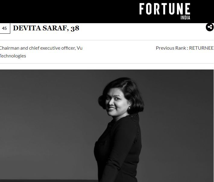 Devita Saraf uvedená na zozname Fortune India