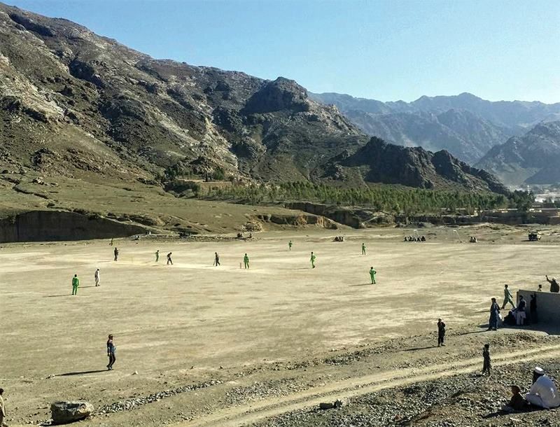 Hình ảnh nhìn từ trên không của Tatara Ground ở Landi Kotal, nơi Shaheen từng chơi môn cricket bóng tennis