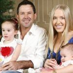 Ricky Ponting med sin kone og børn