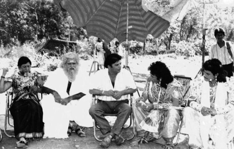 Gajendra Chauhan, Gufi Paintal, dan Nitish Bharadwaj di set Mahabharat