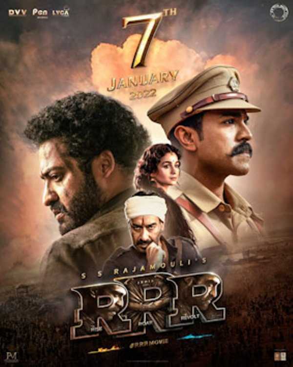 De poster van de Telugu-film RRR