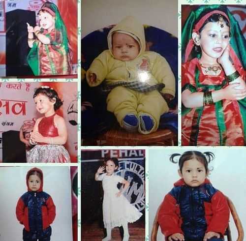 Een collage van kinderfoto's van Twinkle Sharma