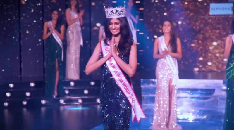 Manasa Varanasi etter å ha blitt kronet som Femina Miss India 2020