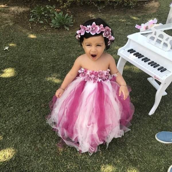 Ziva Dhoni In Pink Frock