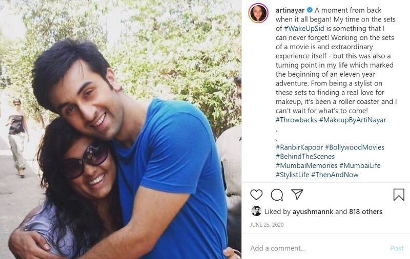 Objava Arti Nayar na Instagramu koja se prisjeća svojih dana radeći na filmskom setu