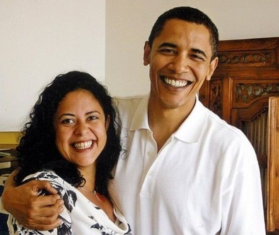 Barack Obama avec sa demi-sœur cadette Maya