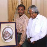 APJ Abdul Kalam mit dem Gemälde seines Vaters