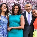 Michelle Obama z dziećmi i mężem