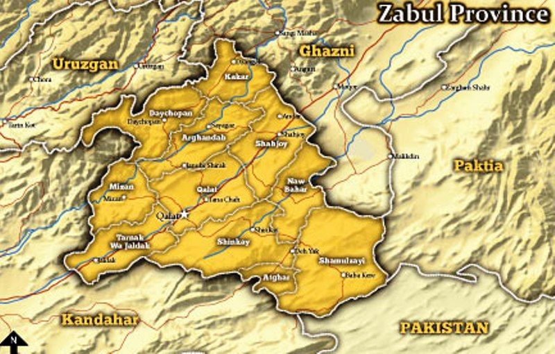 Vanha kartta Zabulin maakunnasta Afganistanista