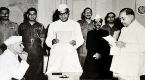 B. R. Ambedkar cerimonia di giuramento del ministro della Legge