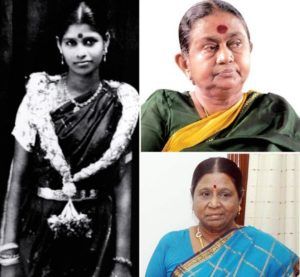 زوجات M Karunanidhi (في اتجاه عقارب الساعة - من اليسار) Padmavathi ، Dayalu ، Rajathi