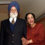 El mariscal de la Fuerza Aérea de la India Arjan Singh con su esposa