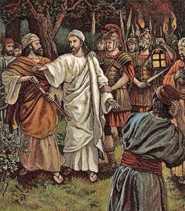 Maleri, der viser arrestationen af ​​Jesus