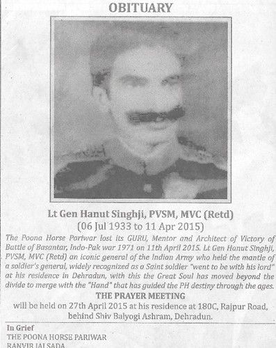 Nekroloog leitnant. Gen. Hanut Singh
