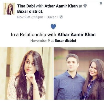 Tina Dabi in Athar Aamir Khan na družbenih omrežjih