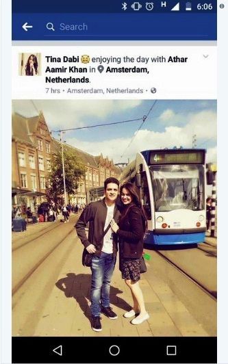 2016 में अपनी विदेश यात्रा के दौरान अतहर आमिर खान और टीना डाबी