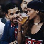 Rihanna og Drake på et sportsbegivenhed
