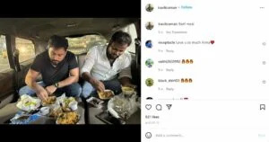   فيكرامان's Instagram post showcasing that he is a non-vegetarian