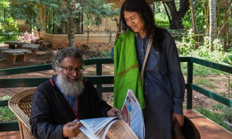 ইরোম শর্মিলা তার স্বামী ডেসমন্ড কৌতিনহোর সাথে