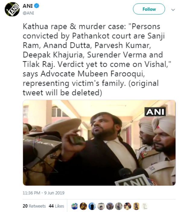 Bản án vụ án hiếp dâm Kathua