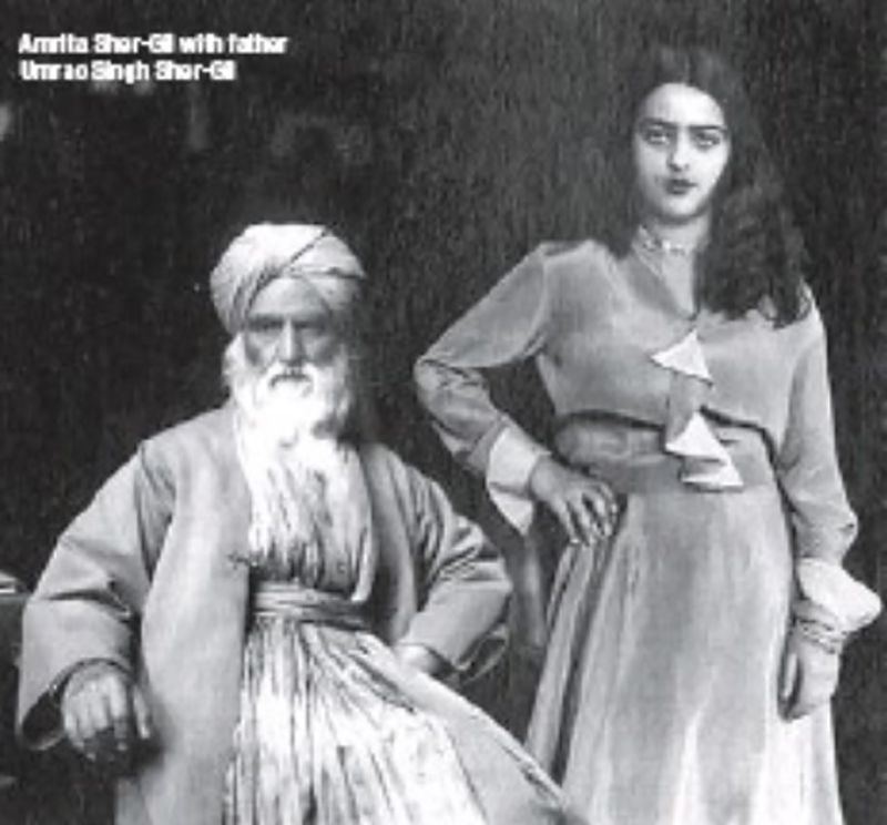 অমৃত শের-গিল তার বাবার সাথে