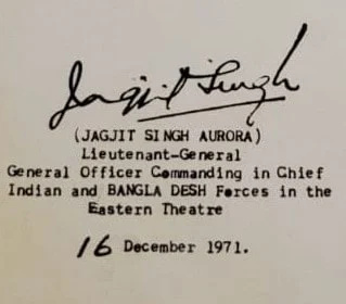   Jagjit Singh Auroran allekirjoitus