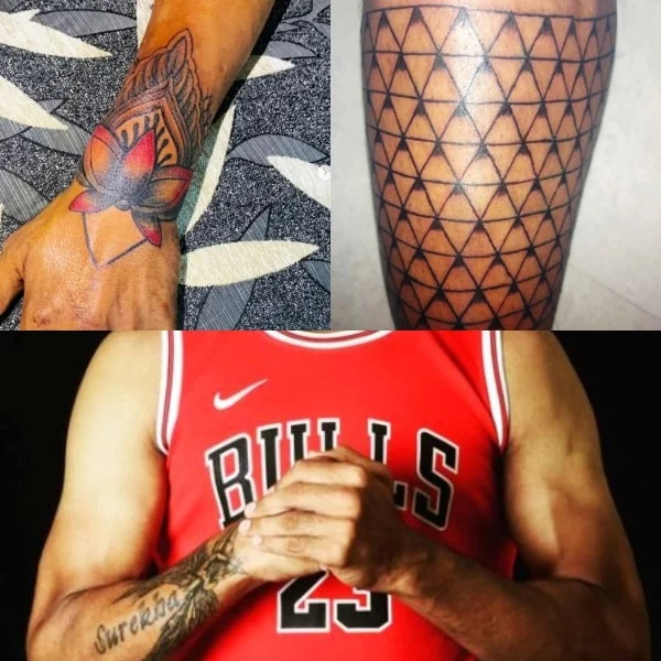   Yogesh Jadhav's tattoos on his forearms and one of the legs