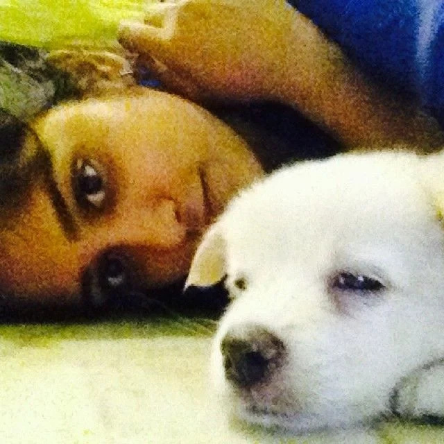   Chandini Chowdary avec son chien de compagnie