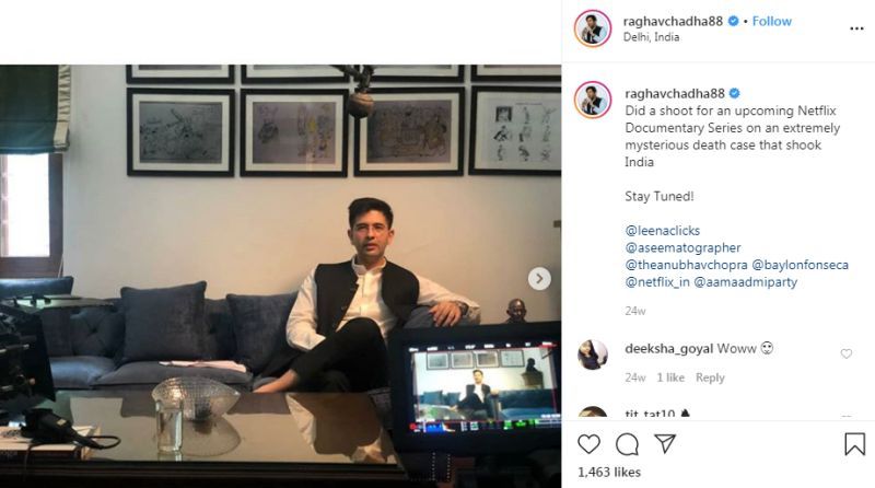 Raghav Chadha durante uma sessão de fotos para o documentário da Netflix Rajma Chawal