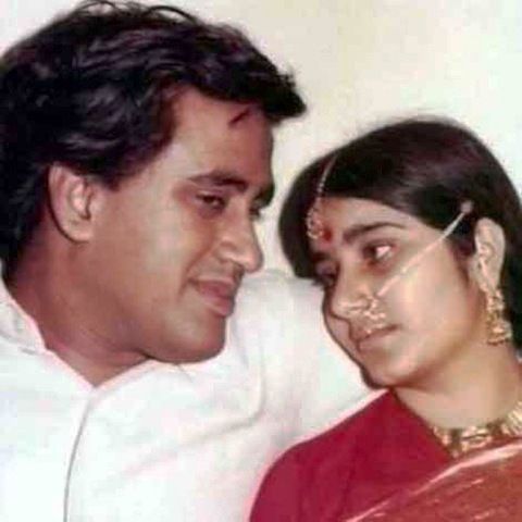 Manželská fotografia Swaraj Kaushal a Sushma Swaraj