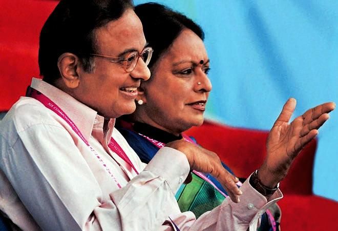 P. Chidambaramas su žmona Nalini Chidambaram