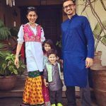 Meesha Shafi con su esposo e hijos