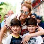 Céline Dion avec ses fils Nelson et Eddy