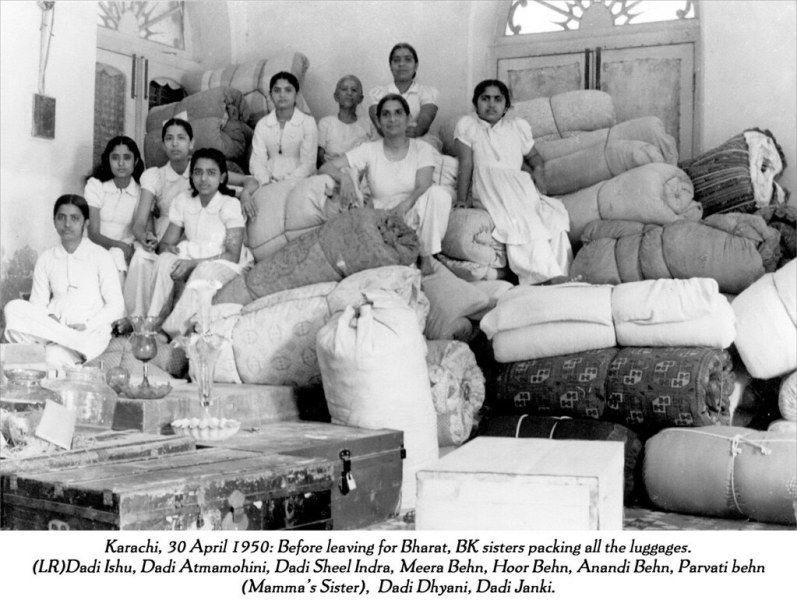 Dadi Janki at Ibang Brahma Kumaris Paglipat mula sa Pakistan patungong India