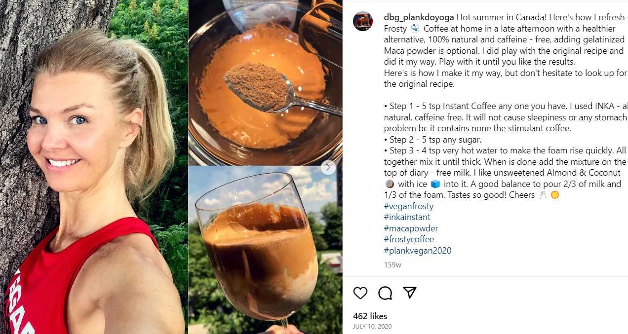 En kold kaffeopskrift delt af Dana på sin Instagram-konto