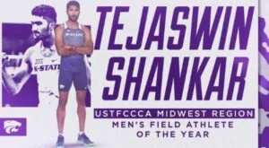   Tejaswin Shankar jako mężczyźni z regionu Środkowego Zachodu's Field Athlete of the Year