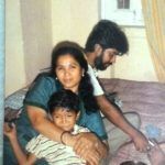 Amita Udgata su vyru ir sūnumi devintajame dešimtmetyje